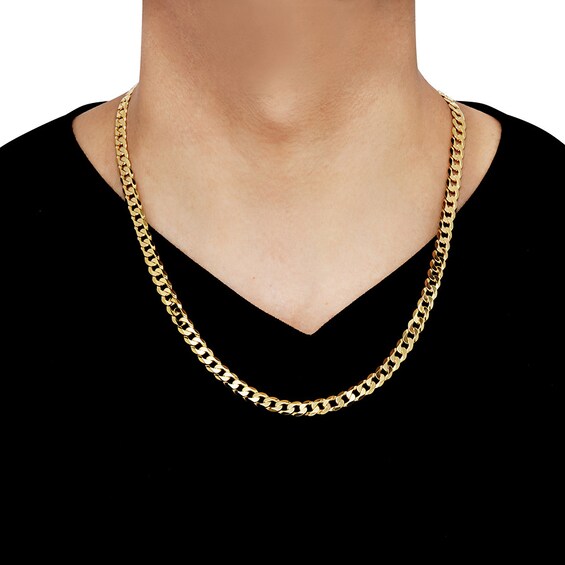 Men's Curb Chain Necklace 10K Yellow Gold 22