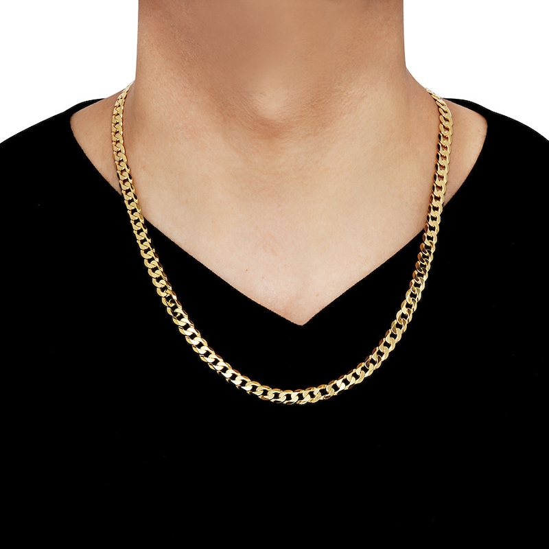 Hollow Curb Chain Necklace 10K Yellow Gold 22" Length 7.6mm