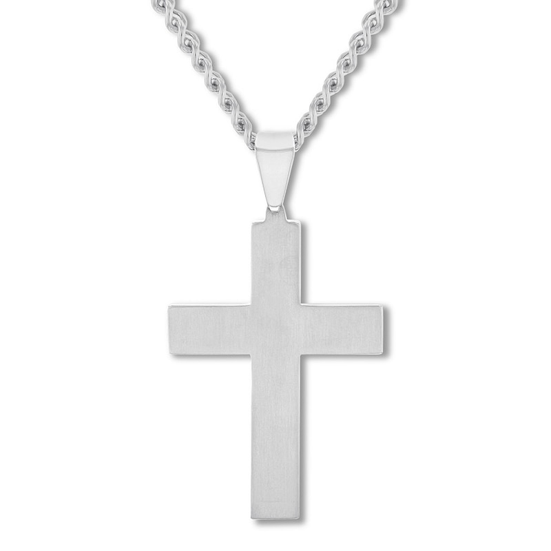 Diamond Cross Necklace 1/2 ct tw Stainless Steel 24"