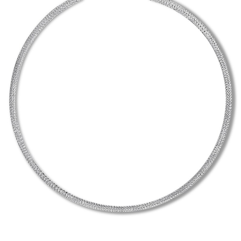 Main Image 1 of Textured Chain Necklace Sterling Silver 17" 4mm