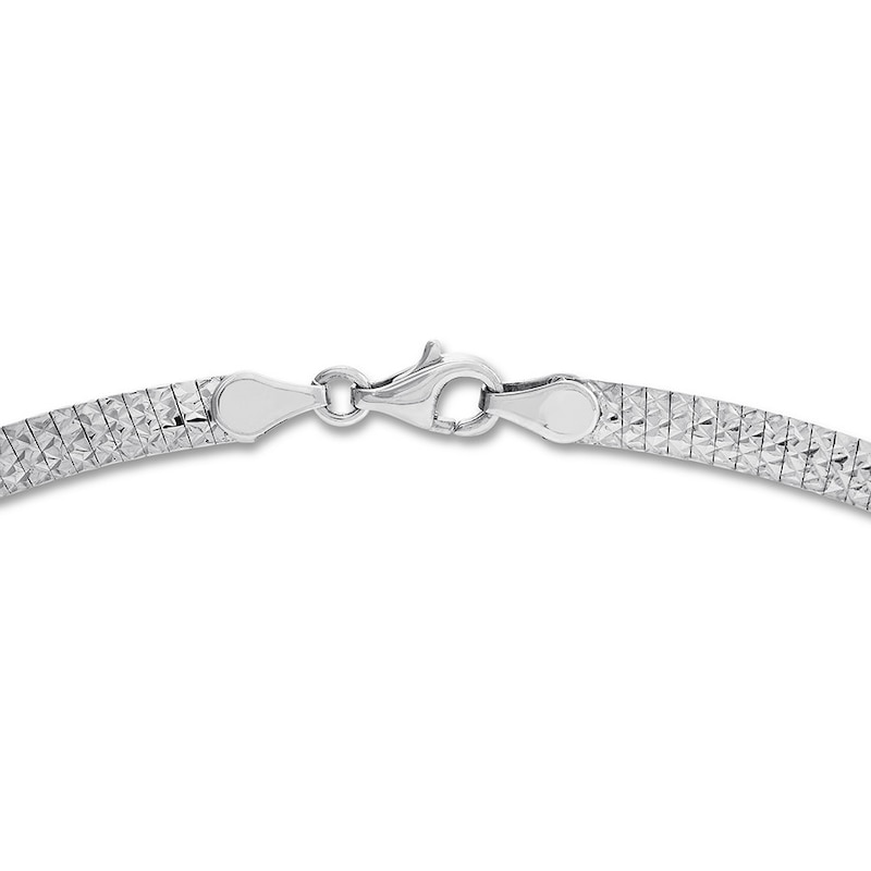 Main Image 2 of Textured Chain Necklace Sterling Silver 17" 4mm