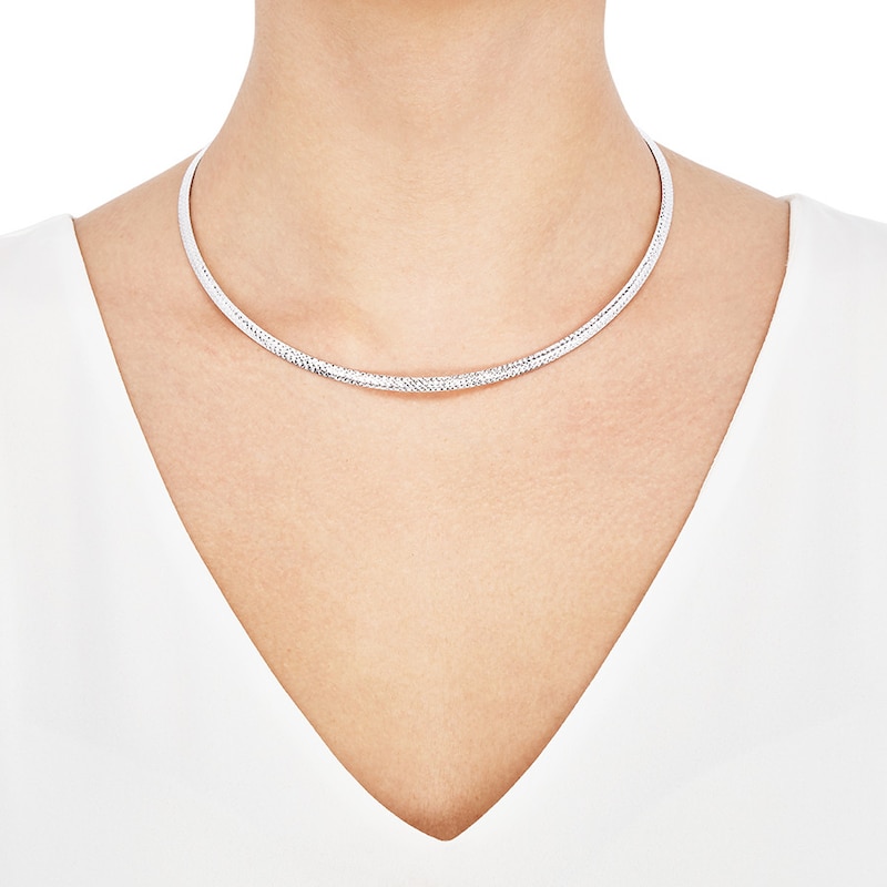 Main Image 3 of Textured Chain Necklace Sterling Silver 17" 4mm