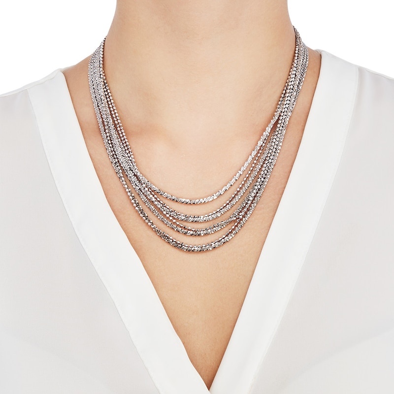 Main Image 3 of Multi-Strand Chain Necklace Sterling Silver 18"