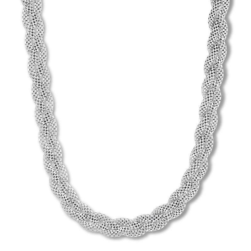 Main Image 1 of Braided Popcorn Chain Necklace Sterling Silver 16"