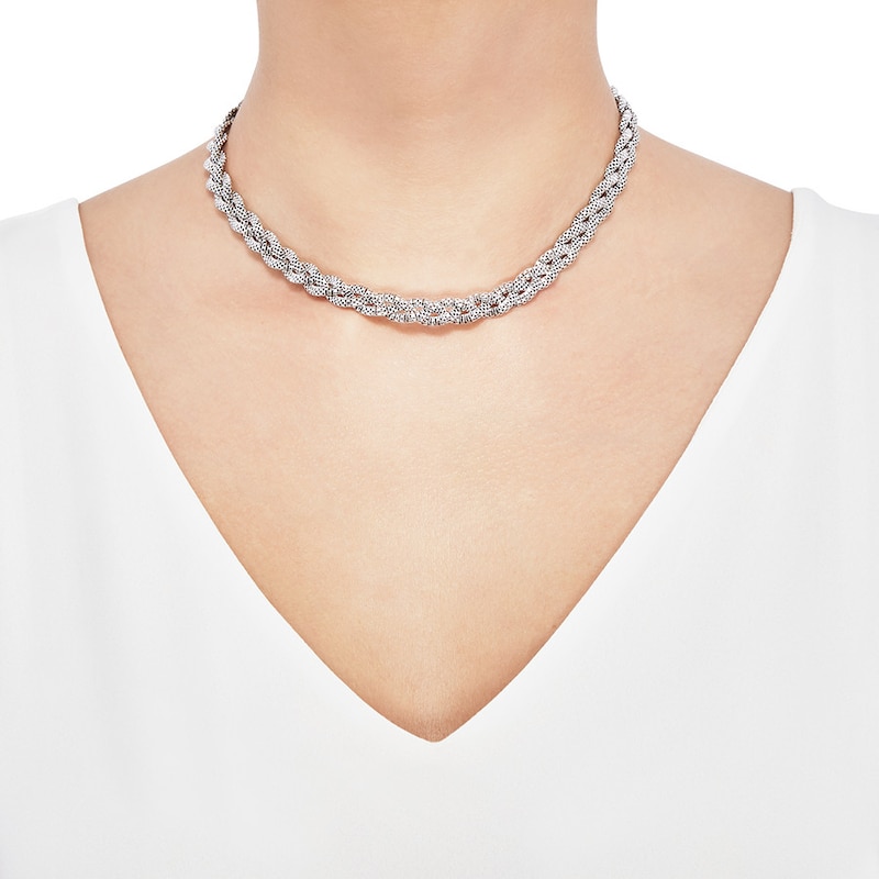 Main Image 3 of Braided Popcorn Chain Necklace Sterling Silver 16"