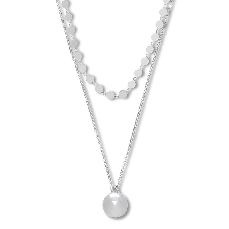 Main Image 1 of Sphere Layered Necklace Sterling Silver 16"