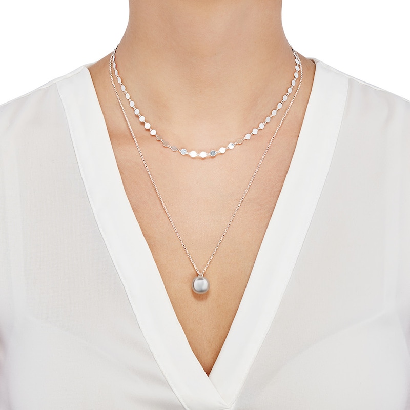 Main Image 3 of Sphere Layered Necklace Sterling Silver 16"
