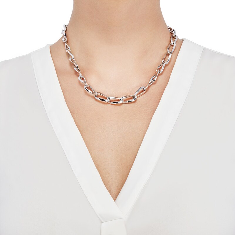 Main Image 3 of Twisted Oval Link Necklace Sterling Silver 17.5"