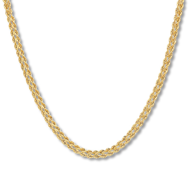 Double Rope Chain Necklace 10K Yellow Gold 18