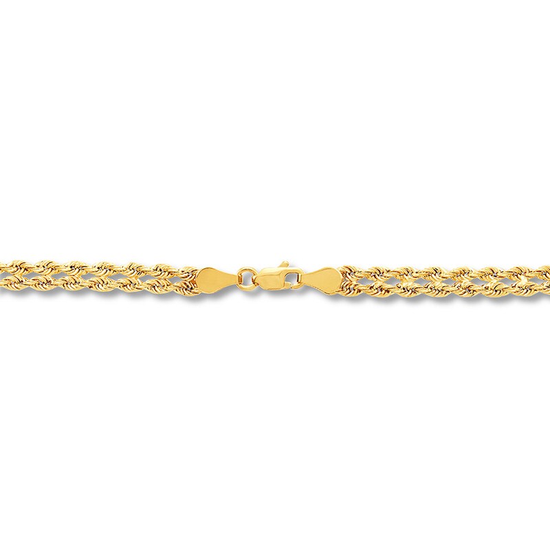 Double Rope Chain Necklace 10K Yellow Gold 18"