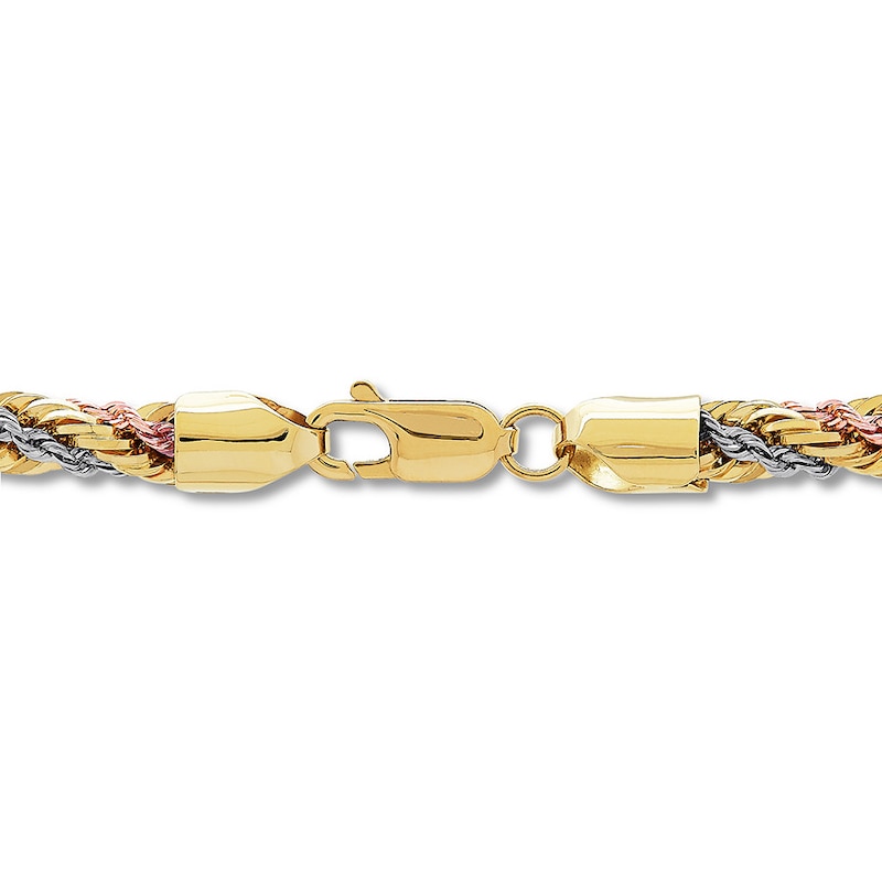 Main Image 2 of Rope Chain Necklace 14K Tri-Color Gold 18"