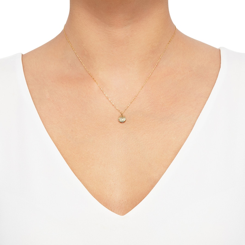 Main Image 3 of Textured Disc Necklace 10K Yellow Gold 17"