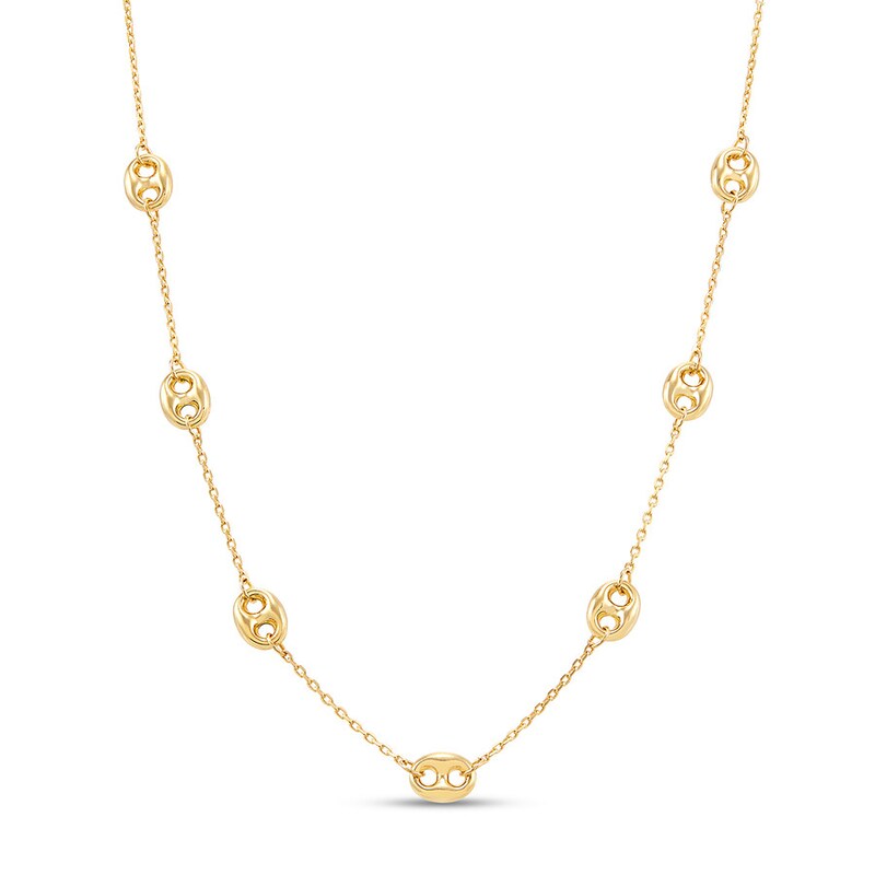 Main Image 1 of Mariner Link Station Necklace 10K Yellow Gold 18"