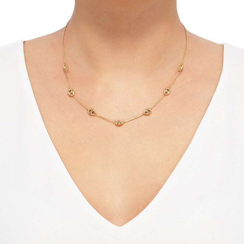 Main Image 3 of Mariner Link Station Necklace 10K Yellow Gold 18"