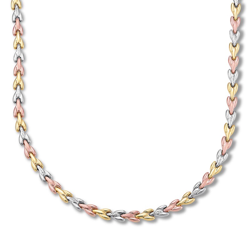 Main Image 1 of Stampato Necklace 10K Tri-Color Gold 17" Length