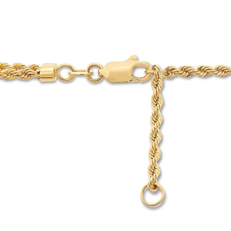 Main Image 2 of Textured Bead & Rope Chain Lariat Necklace 14K Yellow Gold 18" Adjustable