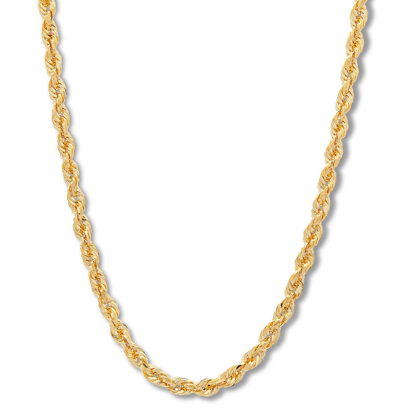 Main Image 1 of Solid Rope Chain Necklace 14K Yellow Gold 24" Appx. 3.8mm