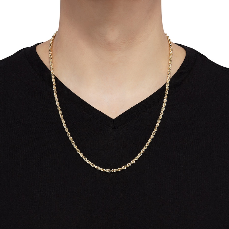 Solid Rope Chain Necklace 14K Yellow Gold 24" Appx. 3.8mm
