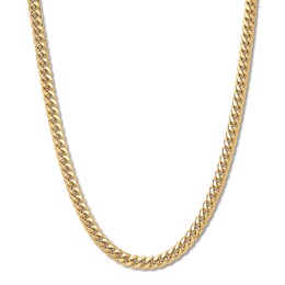 Hollow Miami Curb Chain Necklace 10K Yellow Gold 22&quot; 7.4mm