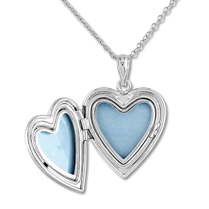 Main Image 3 of Hand Print Heart Locket Necklace Sterling Silver 18"