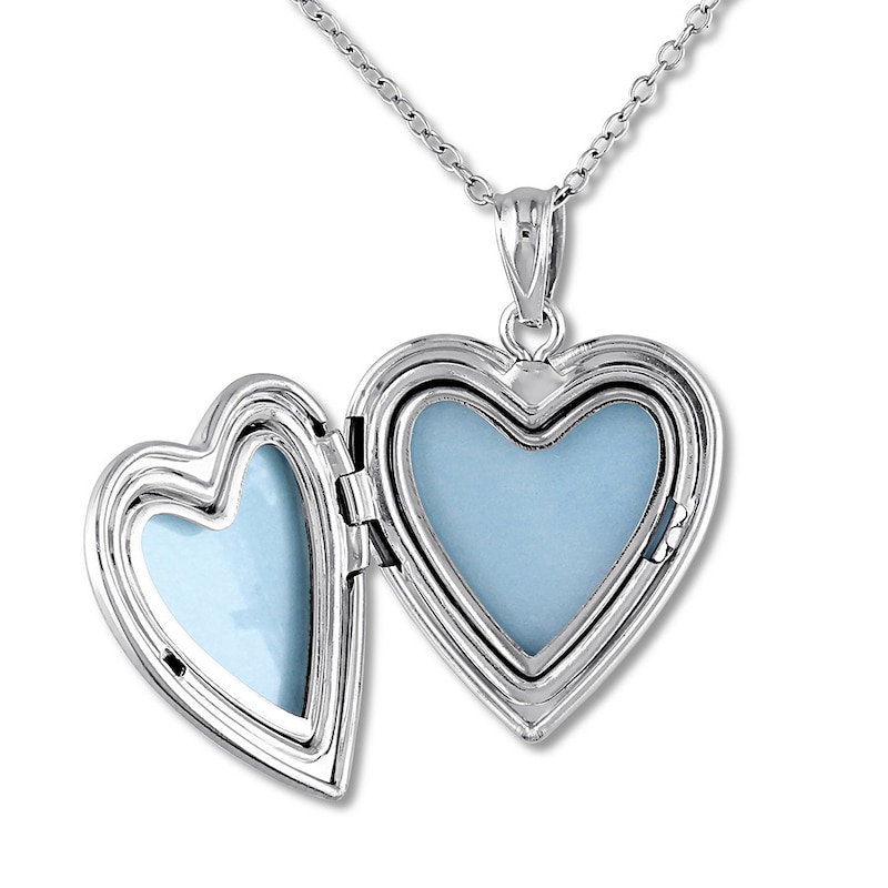 Main Image 3 of Heart Swirl Locket Necklace Sterling Silver 18"