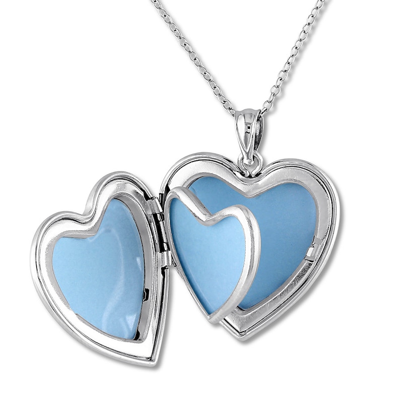 Heart Swirl Locket Necklace Sterling Silver 18"