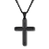 Thumbnail Image 0 of Black Diamond Cross Necklace 1/6 ct tw Stainless Steel 24"