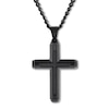 Thumbnail Image 1 of Black Diamond Cross Necklace 1/6 ct tw Stainless Steel 24"