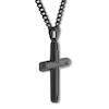 Thumbnail Image 1 of Black Diamond Cross Necklace 1/6 ct tw Stainless Steel 24"