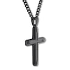 Thumbnail Image 2 of Black Diamond Cross Necklace 1/6 ct tw Stainless Steel 24"