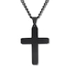 Thumbnail Image 3 of Black Diamond Cross Necklace 1/6 ct tw Stainless Steel 24"