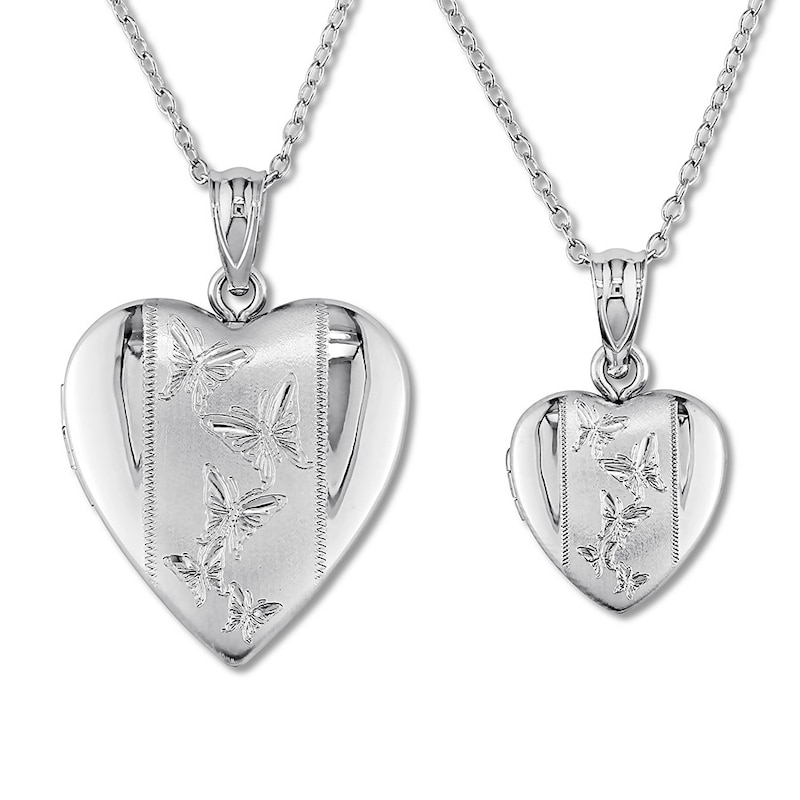 Butterfly Heart Locket Necklace Gift Set Sterling Silver