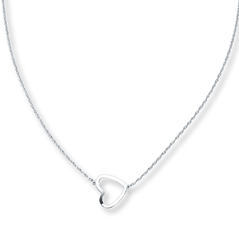 Heart Necklace Sterling Silver 18 Adjustable