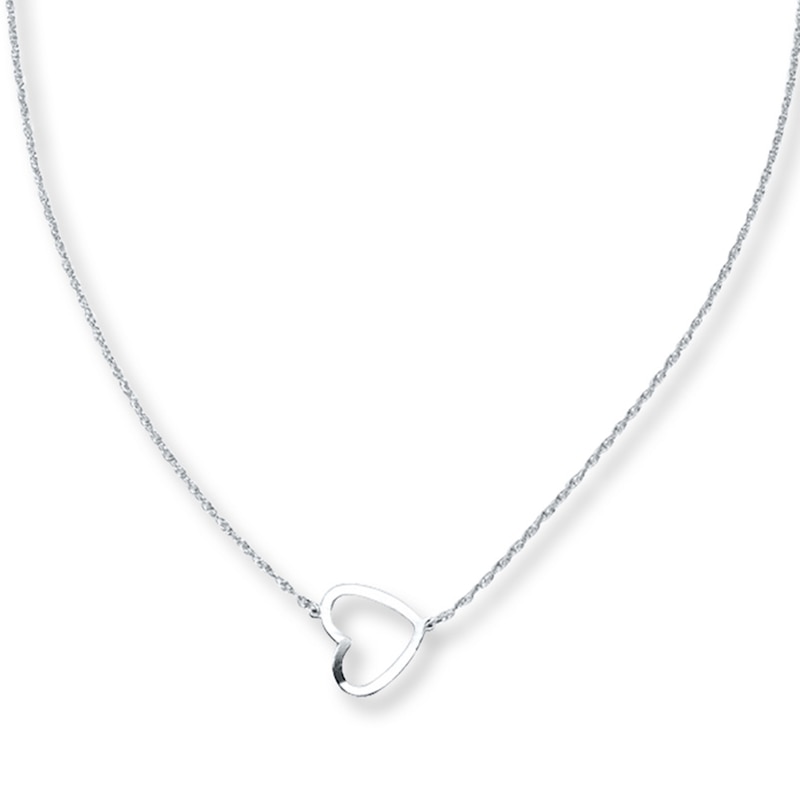 Main Image 1 of Heart Necklace Sterling Silver 18" Adjustable