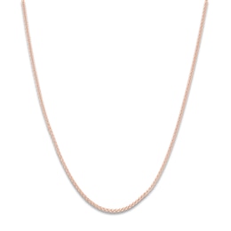 Solid Wheat Chain Necklace 14K Rose Gold 24" Length 1.25mm