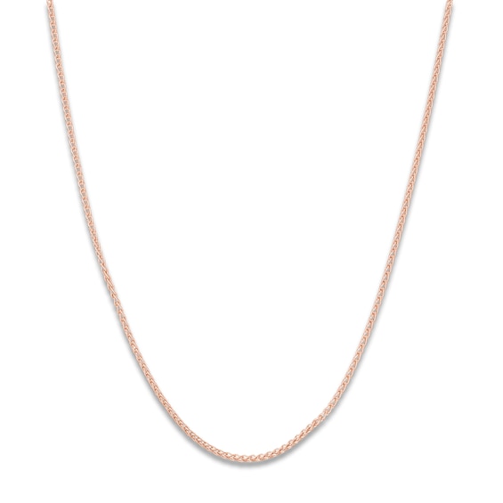 Solid Wheat Chain Necklace 14K Rose Gold 24" Length 1.25mm