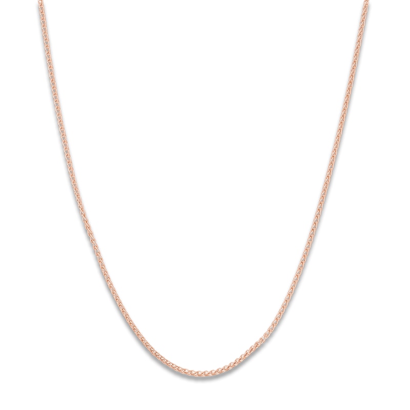 Main Image 1 of Solid Wheat Chain Necklace 14K Rose Gold 24" Length 1.25mm