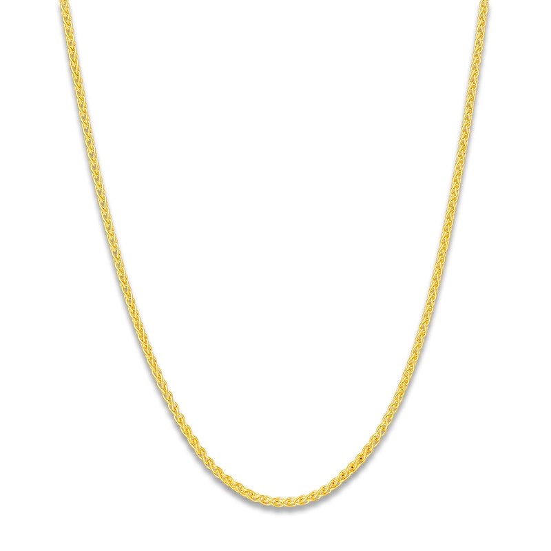 Solid Wheat Chain Necklace 14K Yellow Gold 24" Length 1.85mm