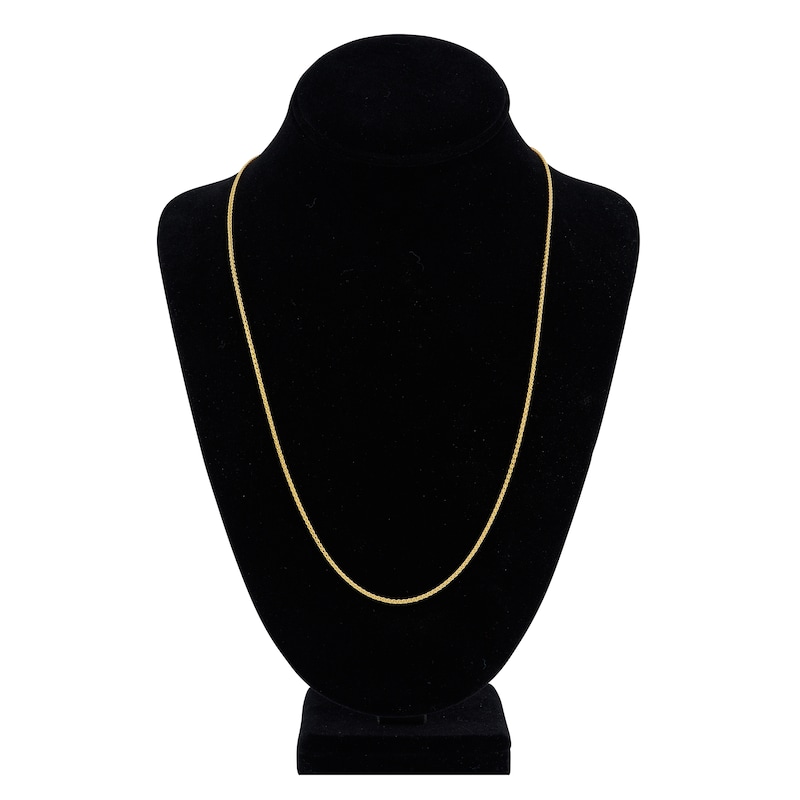 Solid Wheat Chain Necklace 14K Yellow Gold 24" Length 1.85mm