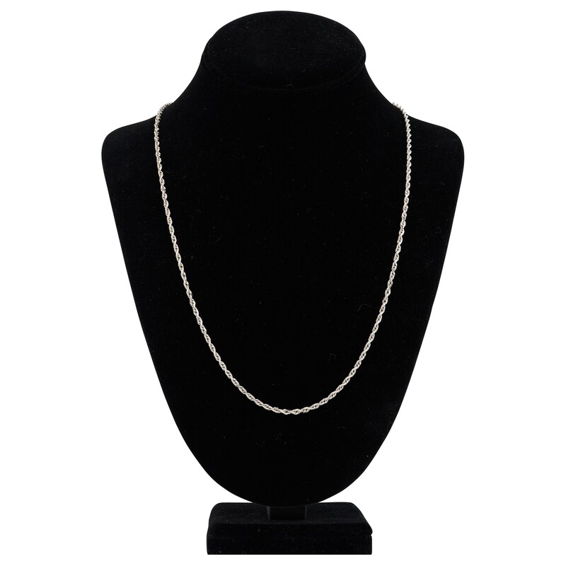 Main Image 4 of 24" Textured Solid Rope Chain 14K White Gold Appx. 2.7mm