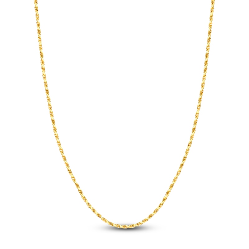 Main Image 1 of 18" Textured Solid Rope Chain 14K Yellow Gold Appx. 3mm