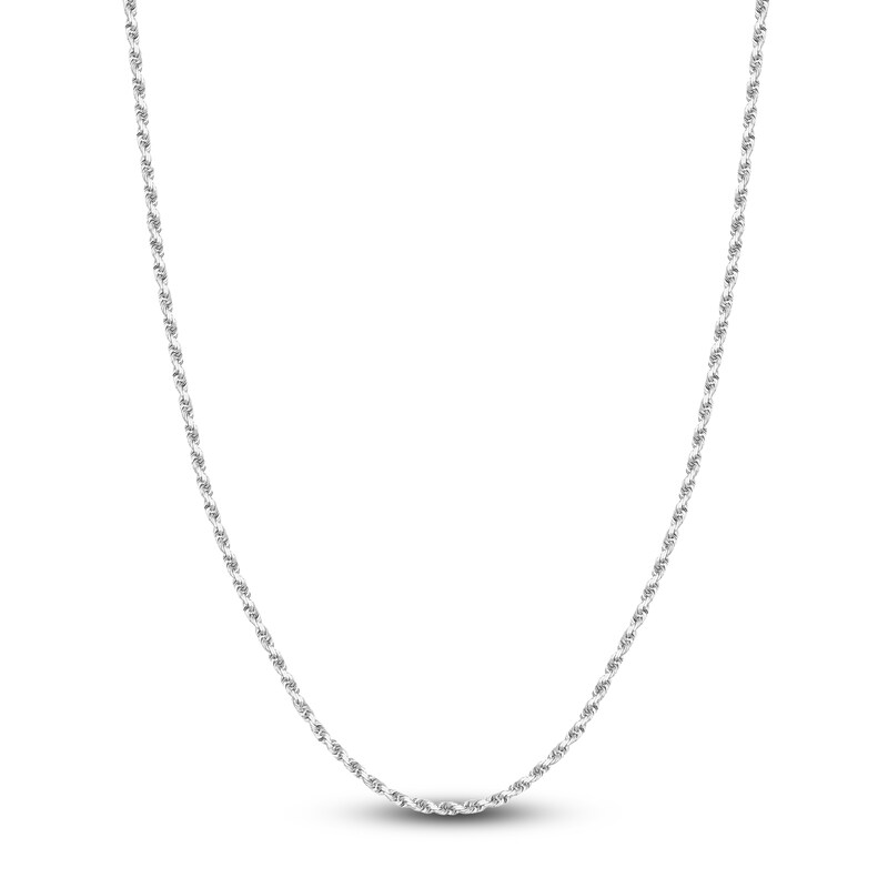 Main Image 1 of 20" Textured Solid Rope Chain 14K White Gold Appx. 3mm
