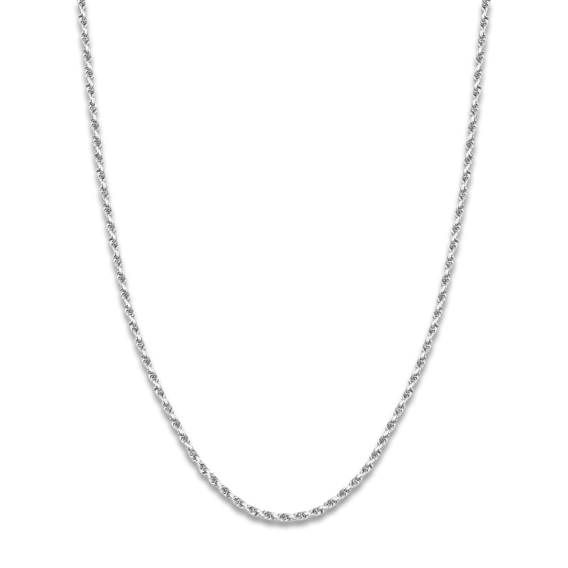 Main Image 1 of 24" Textured Solid Rope Chain 14K White Gold Appx. 3mm