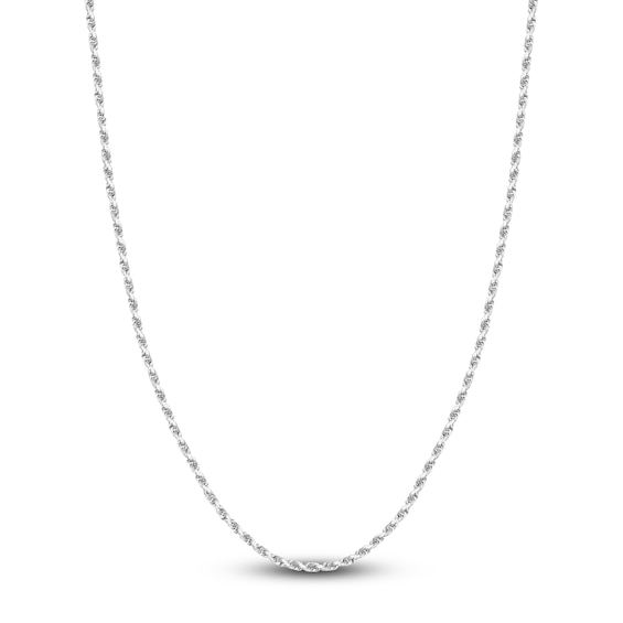 30" Textured Solid Rope Chain 14K White Gold Appx. 3mm