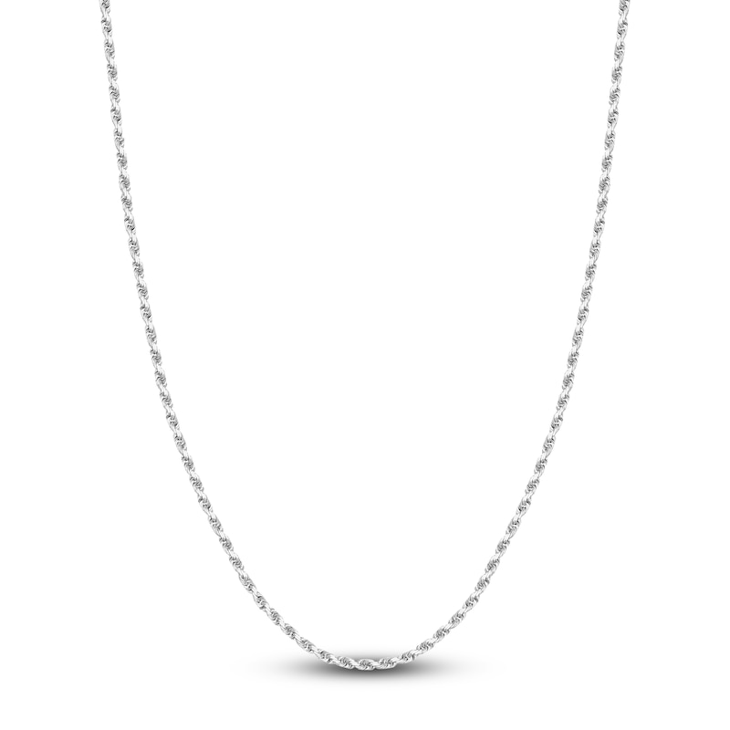 Main Image 1 of 30" Textured Solid Rope Chain 14K White Gold Appx. 3mm