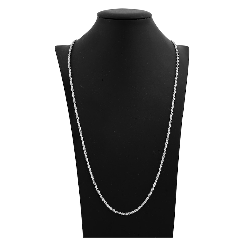 Main Image 4 of 30" Textured Solid Rope Chain 14K White Gold Appx. 3mm