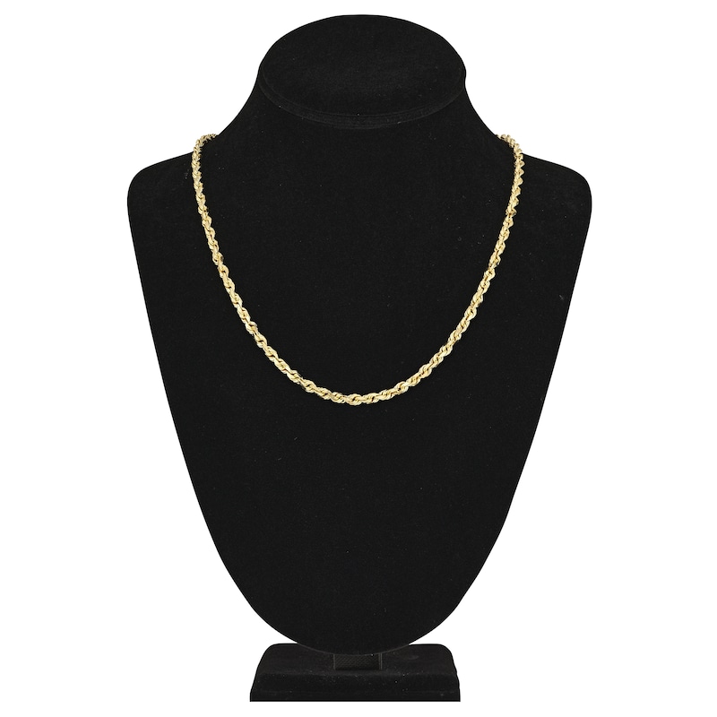 Main Image 4 of 20" Textured Solid Rope Chain 14K Yellow Gold Appx. 4.4mm
