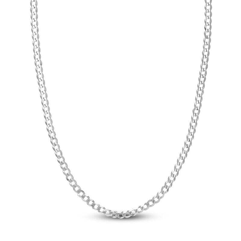 Main Image 1 of 30" Solid Curb Chain 14K White Gold Appx. 4.95mm