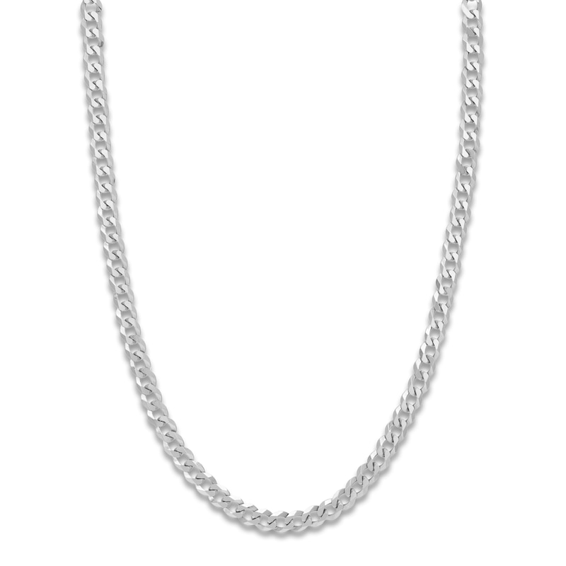 Main Image 1 of 20" Solid Curb Chain 14K White Gold Appx. 6.7mm
