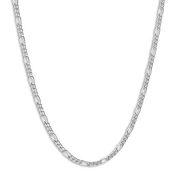 24&quot; Solid Figaro Chain Necklace 14K White Gold Appx. 1.28mm